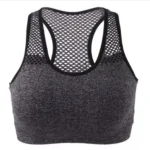 Women Bra Yoga Bra Mesh Hollow Out Breathable Fitness Shockproof Quick drying on the back For Running Gym Push Up Air Bra Grey