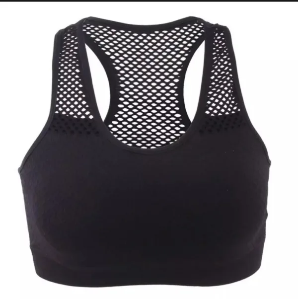 Women Bra Yoga Bra Mesh Hollow Out Breathable Fitness Shockproof Quick drying on the back For Running Gym Push Up Air Bra Black