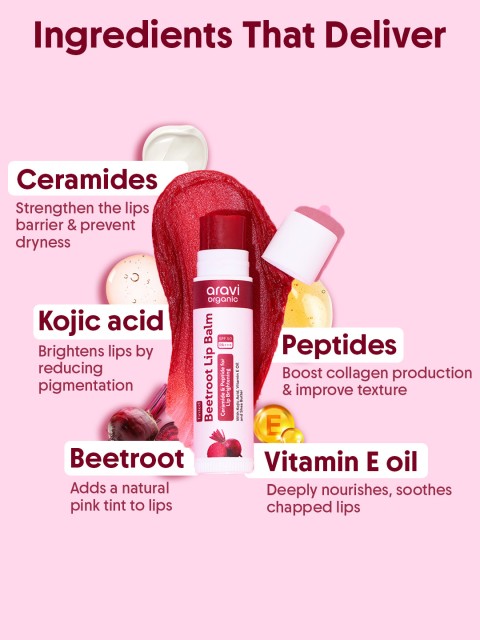 Aravi Organic Tinted Lip Balm With SPF 50 PA+++ Kojic Acid & Peptide Lip Brightening 5g 5 Aravi Organic Tinted Lip Balm With SPF 50 PA+++ Kojic Acid & Peptide Lip Brightening 5g