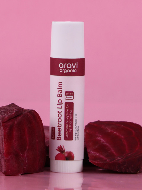 Aravi Organic Tinted Lip Balm With SPF 50 PA+++ Kojic Acid & Peptide Lip Brightening 5g