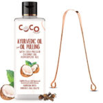 Coco Crush Ayurvedic Coconut Oil For Oil Pulling with Copper Tongue Cleaner-100ml