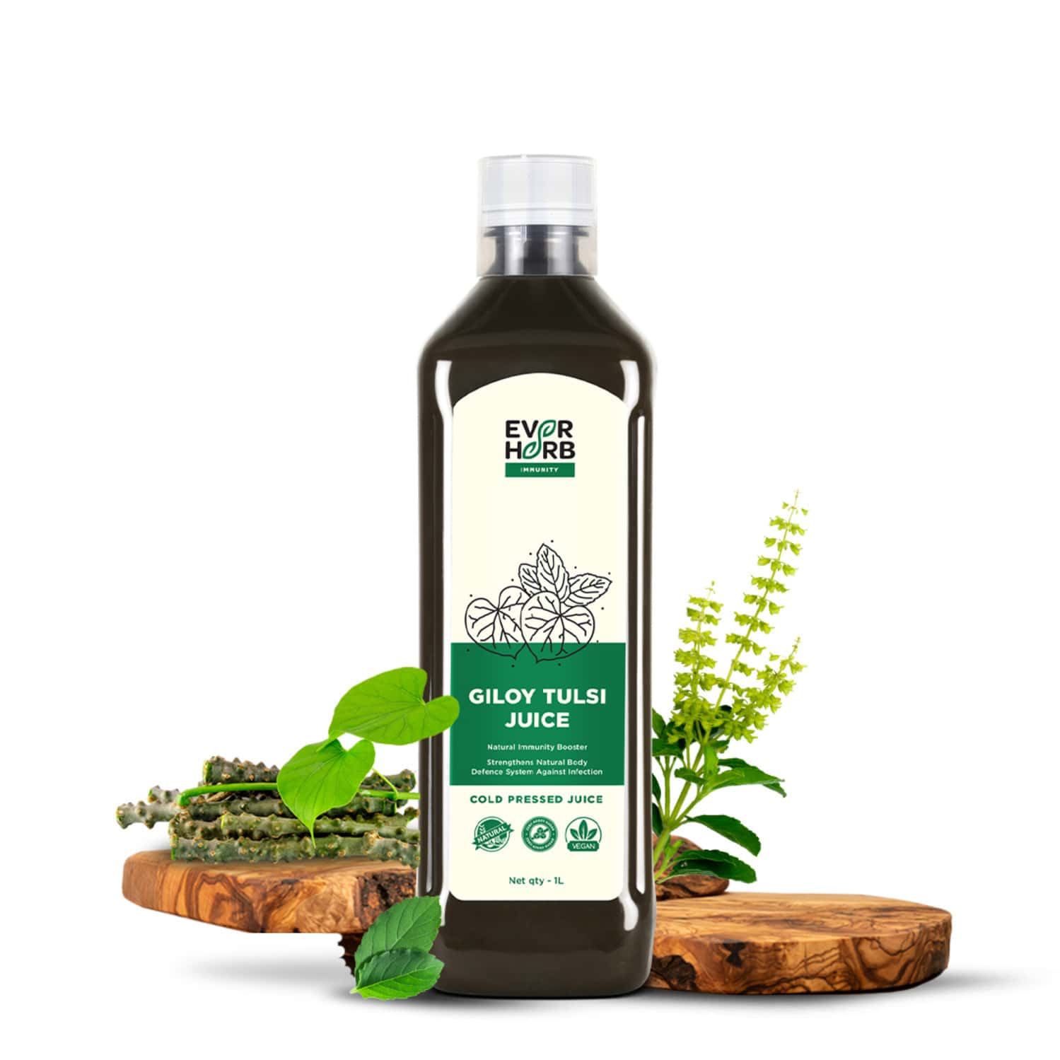 Everherb Giloy Tulsi Juice - Strengthens Body Defence System - Natural Immunity Booster - 1 Litre 1 Everherb Giloy Tulsi Juice - Strengthens Body Defence System - Natural Immunity Booster - 1 Litre
