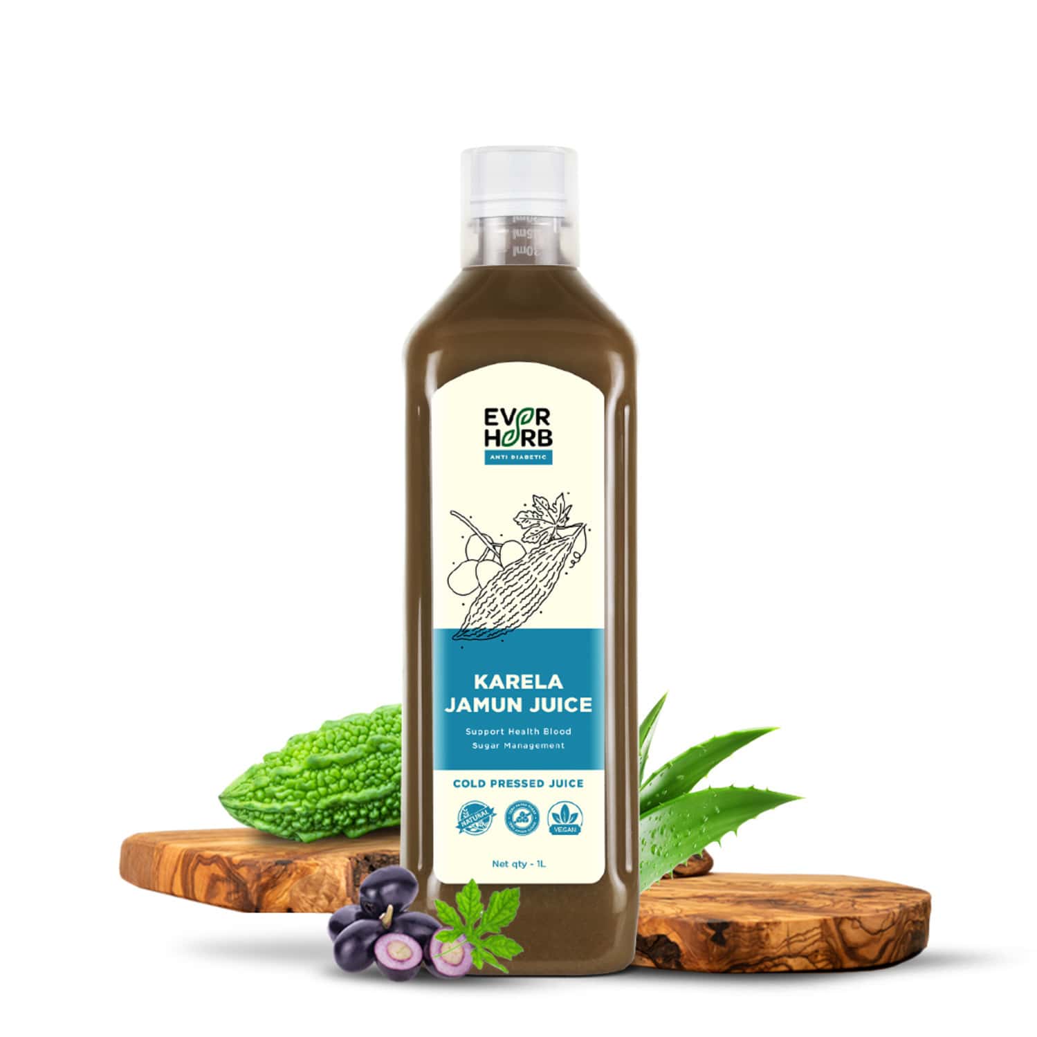 Everherb Karela Jamun Juice - Helps Maintains Healthy Sugar Levels -Helps In Weight Management - 1 L 1 Everherb Karela Jamun Juice - Helps Maintains Healthy Sugar Levels -Helps In Weight Management - 1 L