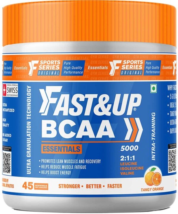 Fast&Up Bcaa Essentials (Orange) Pre/Post Workout & Intra Workout Supplement 45 Servings - 315g