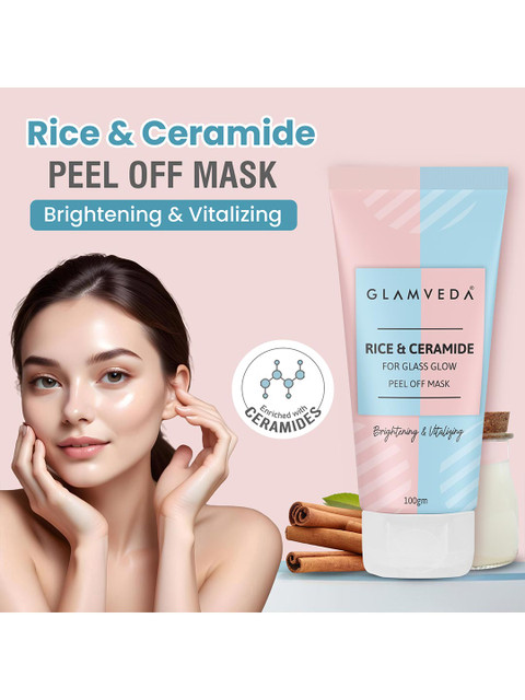 GLAMVEDA Rice & Ceramide Glass Skin Brightening & Vitalizing Peel Off Mask - 100 gm 2 GLAMVEDA Rice & Ceramide Glass Skin Brightening & Vitalizing Peel Off Mask - 100 gm
