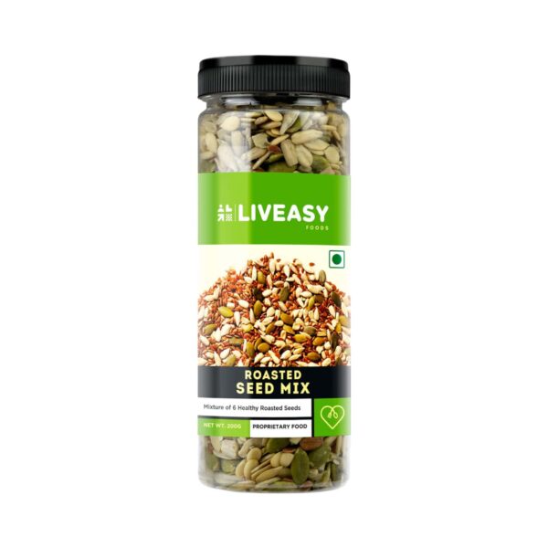 Liveasy Foods Healthy Roasted Seed Mix - Blend Of 6 Fibre Rich Healthy Roasted Seeds - 200 Gms
