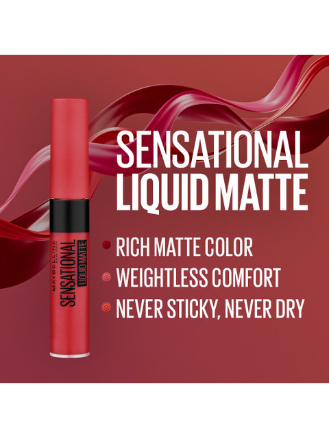 Maybelline New York Sensational Liquid Matte Lipstick 7 ml - Flush It Red 03 5 Maybelline New York Sensational Liquid Matte Lipstick 7 ml - Flush It Red 03