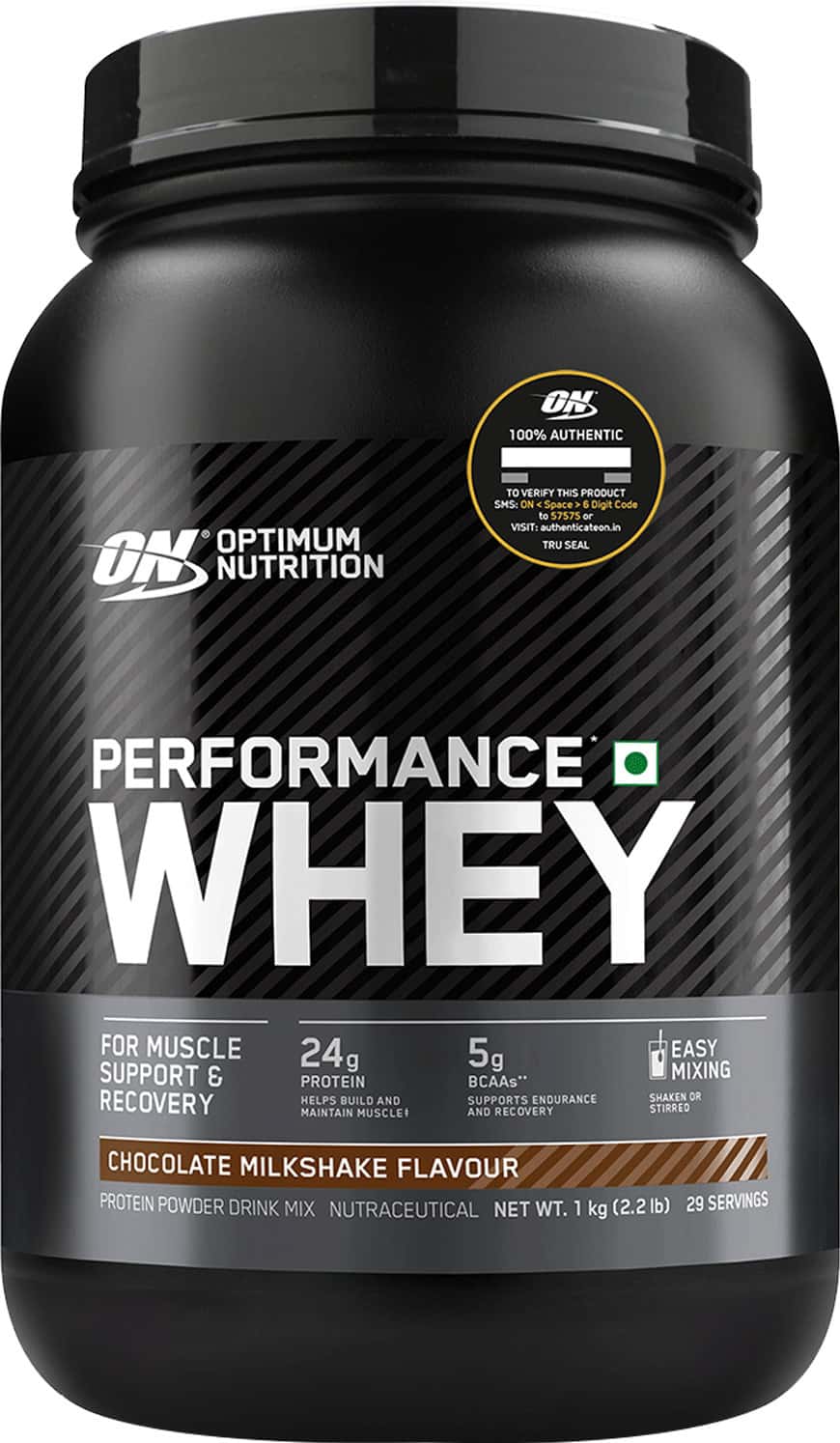 Optimum Nutrition (On) Performance Whey | Chocolate Milkshake Flavour | Powder | Jar | 1 Kg 1 Optimum Nutrition (On) Performance Whey | Chocolate Milkshake Flavour | Powder | Jar | 1 Kg