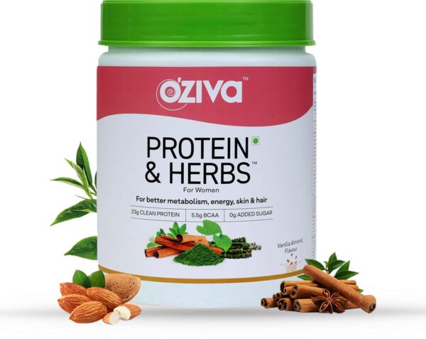 Oziva Protein & Herbs For Women Vanilla Almond 500g | For Weight Control
