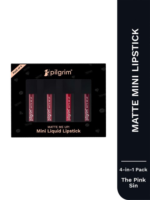 Pilgrim Set Of 4 Matte Me Up Mini Liquid Lipstick - 4 ml Each - The Pink Sin