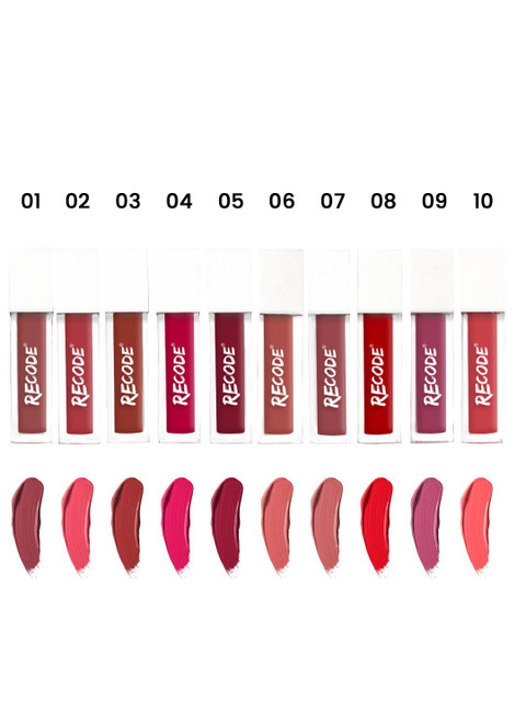 Recode Set Of 10 Silky Matte Transfer Proof Mini Liquid Lipstick 1.25 ml Each 2 Recode Set Of 10 Silky Matte Transfer Proof Mini Liquid Lipstick 1.25 ml Each