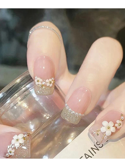 Secret Lives 24 Pieces 3D Flower & Pearl Design Nail Extensions 4 Secret Lives 24 Pieces 3D Flower & Pearl Design Nail Extensions