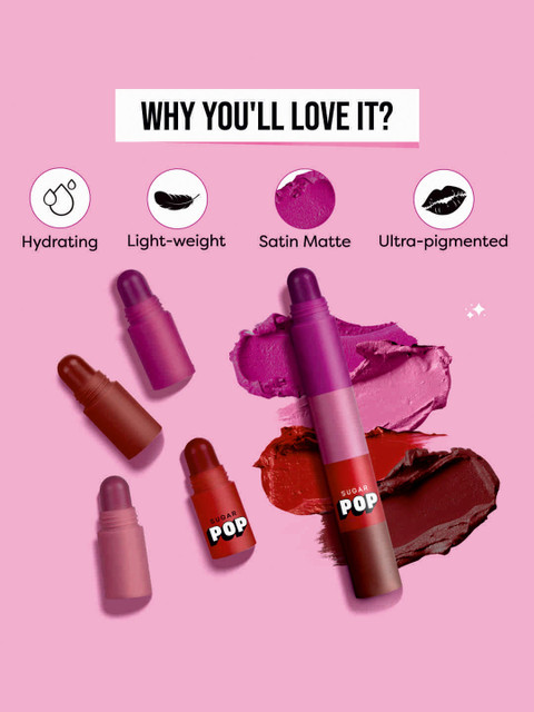 SUGAR POP 4 In 1 Lip Twist Multi-use Stackbale Satin Matte Lipsticks 6.4 g - Shade 01 3 SUGAR POP 4 In 1 Lip Twist Multi-use Stackbale Satin Matte Lipsticks 6.4 g - Shade 01