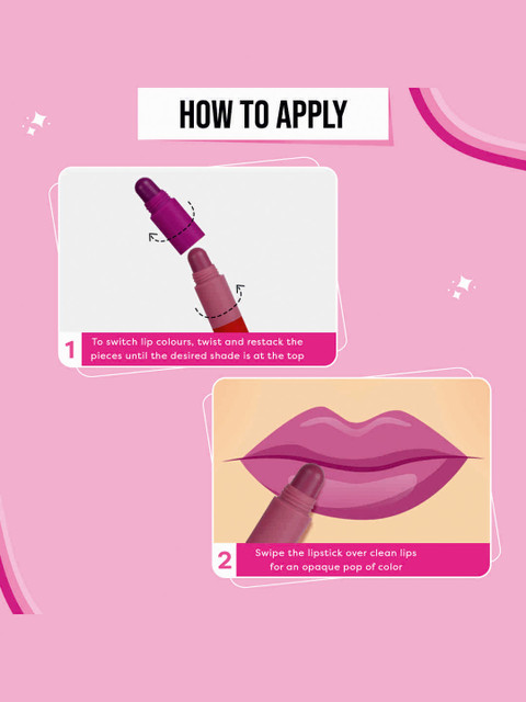 SUGAR POP 4 In 1 Lip Twist Multi-use Stackbale Satin Matte Lipsticks 6.4 g - Shade 01 4 SUGAR POP 4 In 1 Lip Twist Multi-use Stackbale Satin Matte Lipsticks 6.4 g - Shade 01