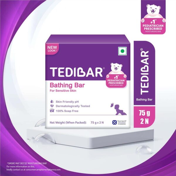 Tedibar Bathing Bar 75g Pack Of 2 (Soap Free For Sensitive Skin)