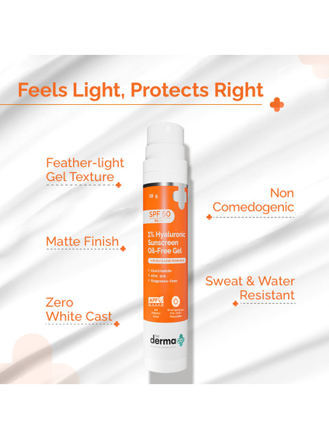 The Derma co. 1% Hyaluronic Sunscreen Oil-Free Gel - 50g 3 The Derma co. 1% Hyaluronic Sunscreen Oil-Free Gel - 50g