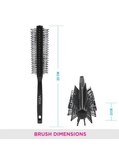 VEGA Round Hair Brush for Adding Curls & Volume To All Hair Types R3-RB 2 VEGA Round Hair Brush for Adding Curls & Volume To All Hair Types R3-RB