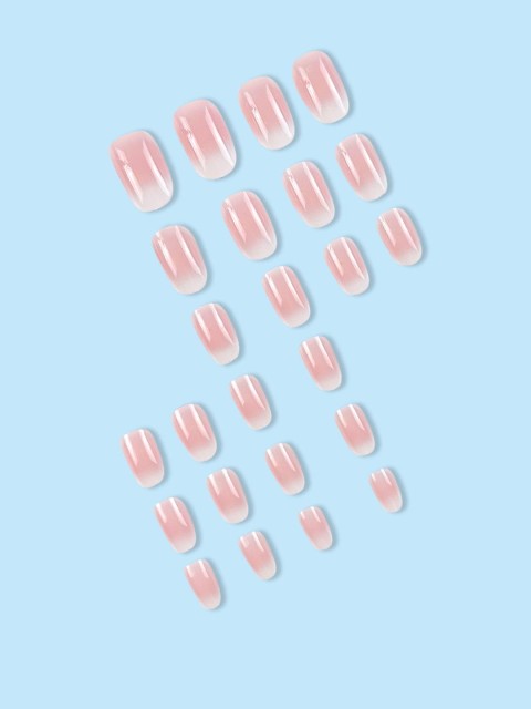 Vembley Set of 24 Pink Oval Press On Nails 2 Vembley Set of 24 Pink Oval Press On Nails