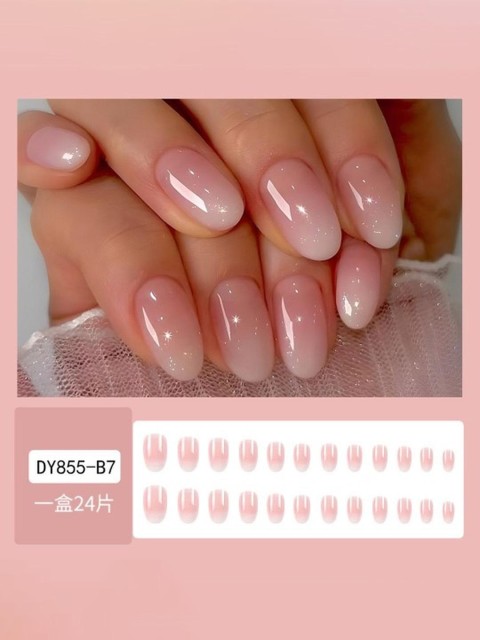 Vembley Set of 24 Pink Oval Press On Nails 5 Vembley Set of 24 Pink Oval Press On Nails