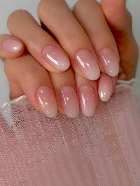 Vembley Set of 24 Pink Oval Press On Nails