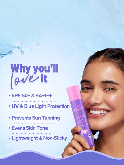 Aqualogica Illuminate+ Dewy Sunscreen SPF 50+ PA++++ - 50g 5 Aqualogica Illuminate+ Dewy Sunscreen SPF 50+ PA++++ - 50g
