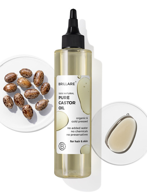 BRILLARE 100% Pure Cold-Pressed Castor Oil for Hair & Skin 200ml