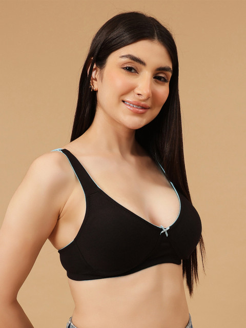 Clovia Black Full Coverage Non-Padded Cotton Everyday Bra With All Day Comfort 2 Clovia Black Full Coverage Non-Padded Cotton Everyday Bra With All Day Comfort