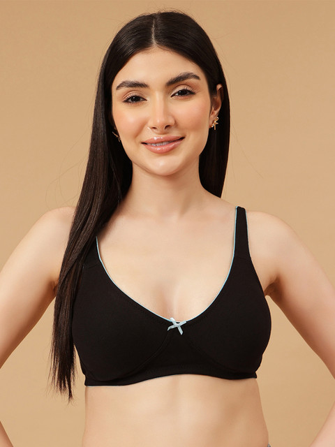 Clovia Black Full Coverage Non-Padded Cotton Everyday Bra With All Day Comfort