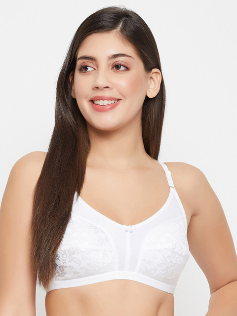 Clovia Floral Self Design Full Coverage Cotton Bra With All Day Comfort