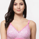 College Girl Pink & Peach-Coloured Pack Of 3 Floral Cotton Bra
