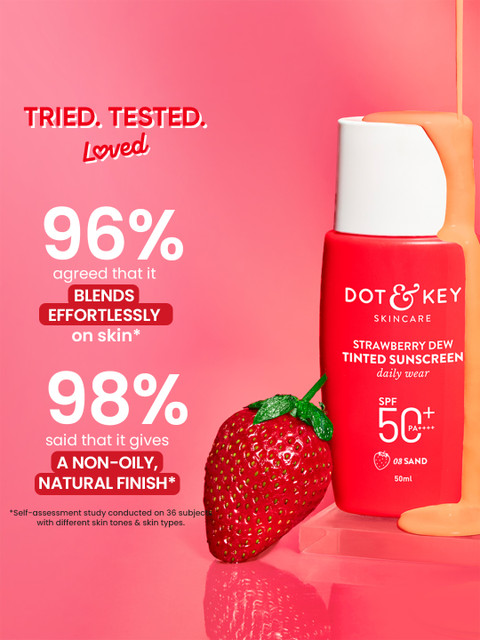 DOT & KEY Strawberry Dew SPF 50+ Pa++++ Tinted Sunscreen - 03 Sand - 50ml 6 DOT & KEY Strawberry Dew SPF 50+ Pa++++ Tinted Sunscreen - 03 Sand - 50ml