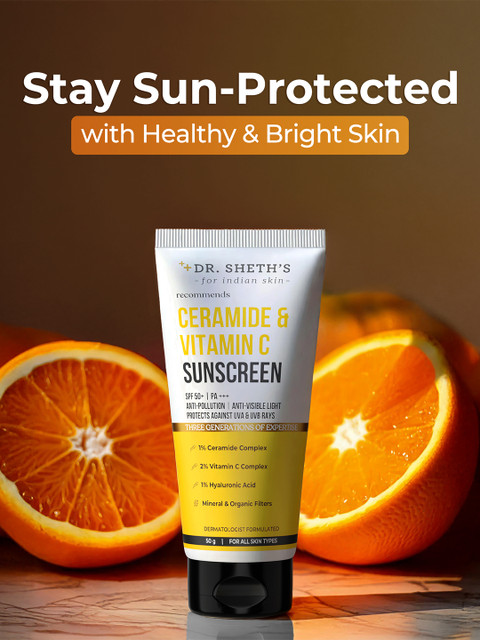 DR. SHETHS Ceramide & Vitamin C SPF 50+ Sunscreen - 50g