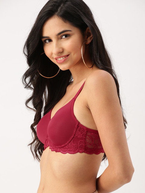 DressBerry Maroon Lace Underwired Lightly Padded Push-Up Bra DB-DR-BRA-022B 3 DressBerry Maroon Lace Underwired Lightly Padded Push-Up Bra DB-DR-BRA-022B