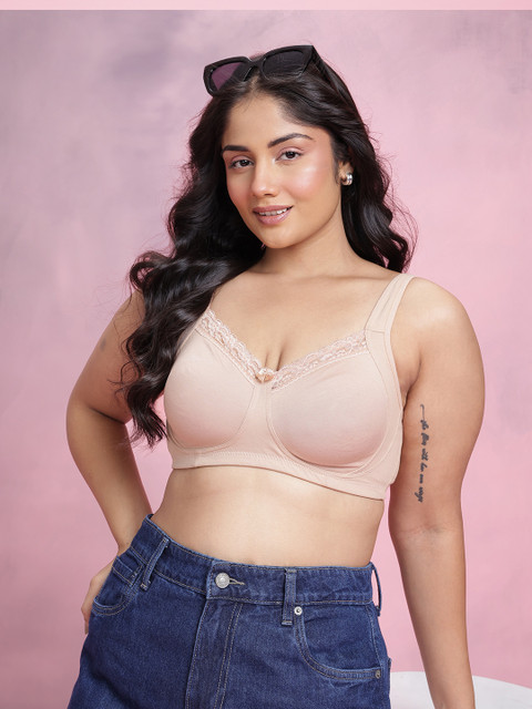 DressBerry Plus Size Full Coverage Non Padded Non Wired Lace Bra DRM-DB-MK47-BC-TBC
