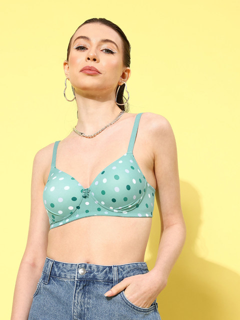 DressBerry Polka Dot Printed Bra - Full Coverage Lightly Padded 2 DressBerry Polka Dot Printed Bra - Full Coverage Lightly Padded