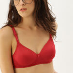 DressBerry Red Solid Non-Wired Lightly Padded Everyday Bra DB-HNS-009F