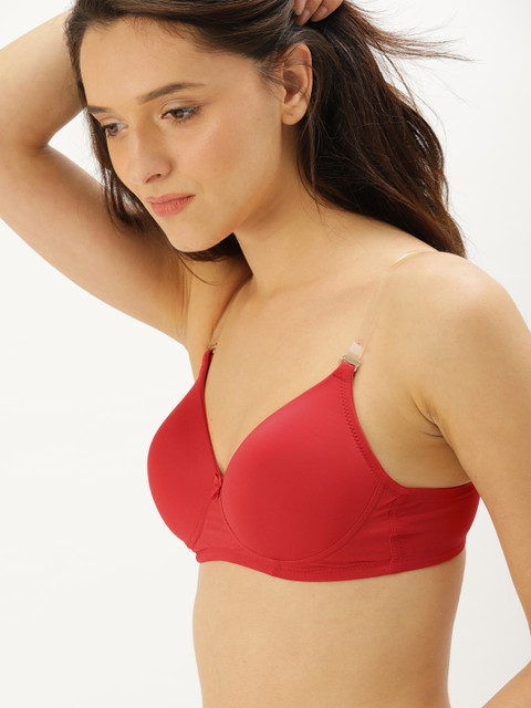 DressBerry Red Solid Non-Wired Lightly Padded Everyday Bra DB-HNS-009F 3 DressBerry Red Solid Non-Wired Lightly Padded Everyday Bra DB-HNS-009F