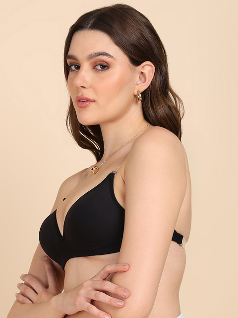 DressBerry Transparent Straps Medium Coverage Heavily Padded T-shirt Bra 3 DressBerry Transparent Straps Medium Coverage Heavily Padded T-shirt Bra