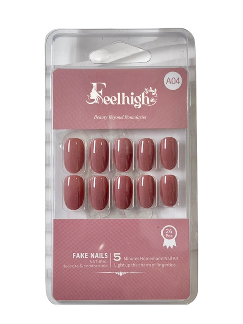 FEELHIGH 24-Pcs Stick On Reusable Waterproof Press On Nails - A04