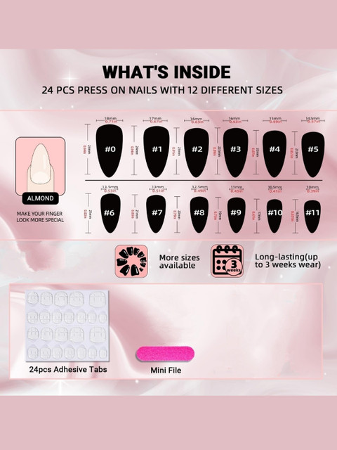 FEELHIGH 24Pcs Reusable Long Lasting Artificial Fake Nail Set - 25 2 FEELHIGH 24Pcs Reusable Long Lasting Artificial Fake Nail Set - 25