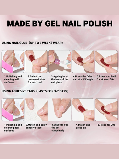 FEELHIGH 24Pcs Reusable Long Lasting Artificial Fake Nail Set - 25 4 FEELHIGH 24Pcs Reusable Long Lasting Artificial Fake Nail Set - 25