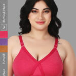 FUNAHME Pack Of 3 Cotton Full Coverage Non Padded Everyday Bra With All Day Comfort