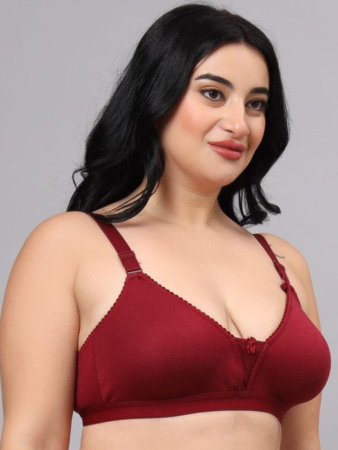 FUNAHME Pack Of 3 Full Coverage Non Padded Cotton Bra 3 FUNAHME Pack Of 3 Full Coverage Non Padded Cotton Bra