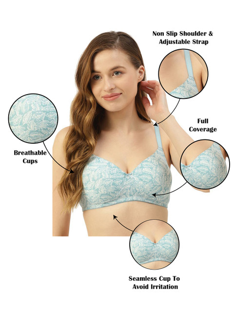 Leading Lady Floral Print Wirefree Lightly Padded Full Coverage T-Shirt Bra 3 Leading Lady Floral Print Wirefree Lightly Padded Full Coverage T-Shirt Bra