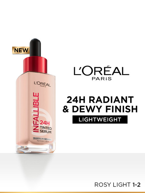 LOreal Paris Infallible 24H Lightweight Dewy Tinted Serum Foundation 30ml - Rosy Light 1-2