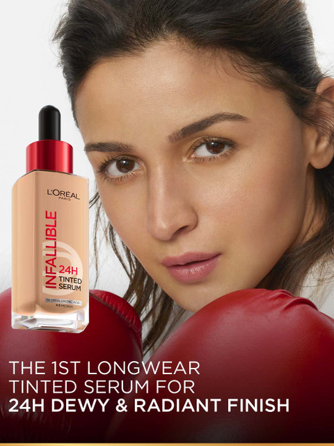 LOreal Paris Infallible 24H Lightweight Dewy Tinted Serum Foundation 30ml - Medium 4-5 2 LOreal Paris Infallible 24H Lightweight Dewy Tinted Serum Foundation 30ml - Medium 4-5