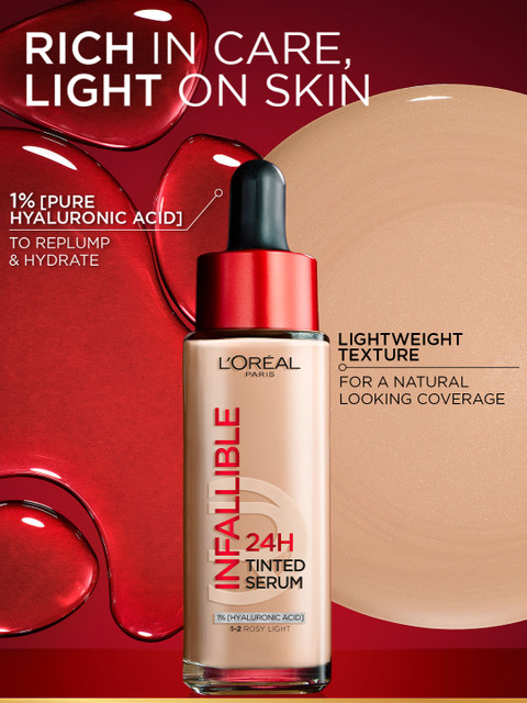 LOreal Paris Infallible 24H Lightweight Dewy Tinted Serum Foundation 30ml - Medium 4-5 3 LOreal Paris Infallible 24H Lightweight Dewy Tinted Serum Foundation 30ml - Medium 4-5