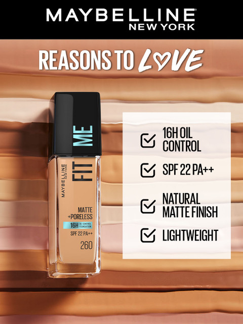 Maybelline Fit Me Matte+Poreless 16H Oil Control Foundation 30 ml - Shade 260 3 Maybelline Fit Me Matte+Poreless 16H Oil Control Foundation 30 ml - Shade 260