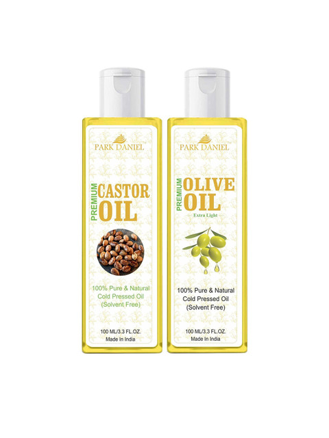 Park Daniel Set Of 2 Pure Natural Castor & Olive Oil For Skin & Hair - 100 ml Each