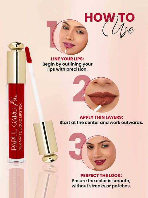 Parul Garg Smudge-Proof Matte Lipstick with Shea Butter & Vitamin E-Hibiscus (Deep Red)-3ml 6 Parul Garg Smudge-Proof Matte Lipstick with Shea Butter & Vitamin E-Hibiscus (Deep Red)-3ml